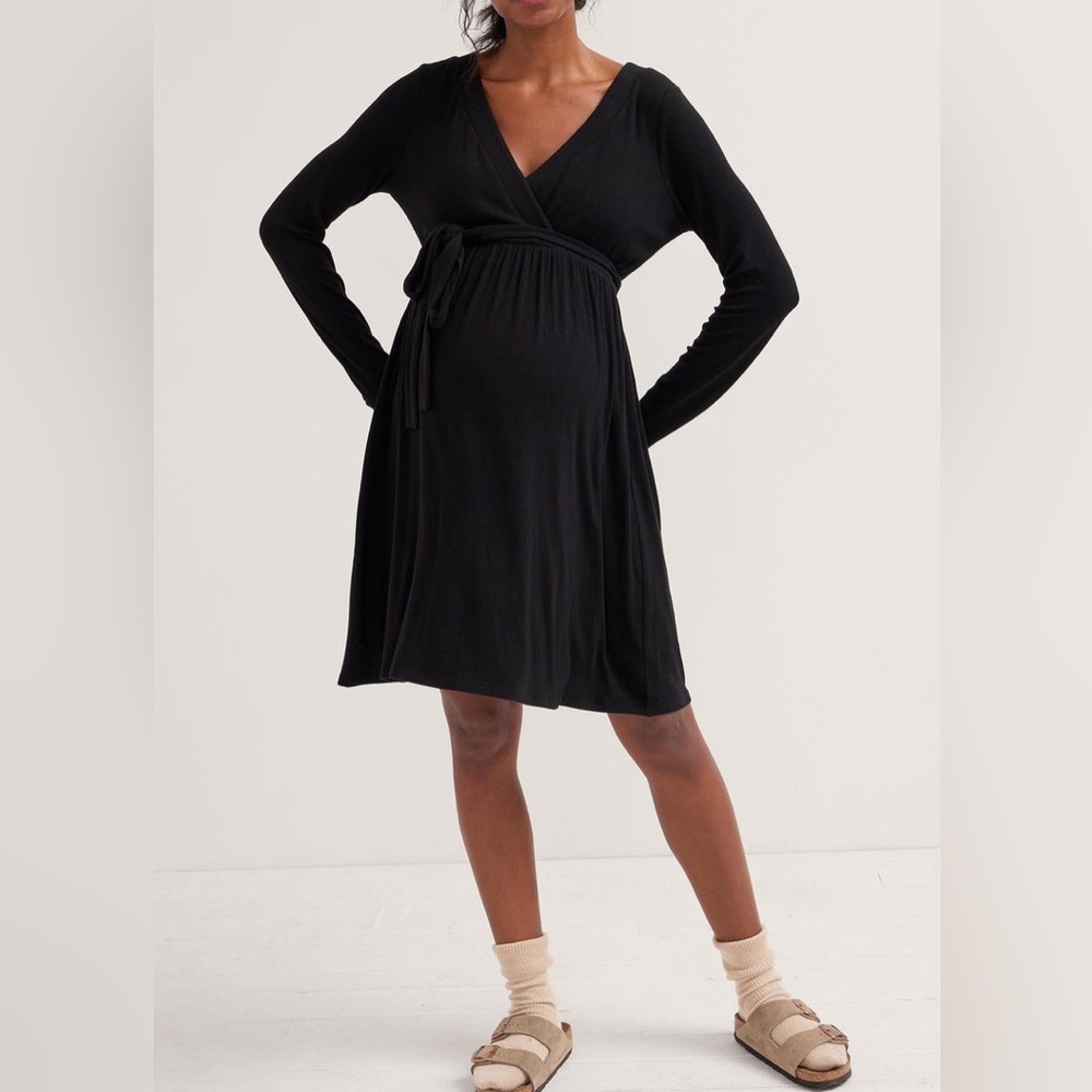 HATCH Maternity The Softest Rib Mini Wrap Dress
